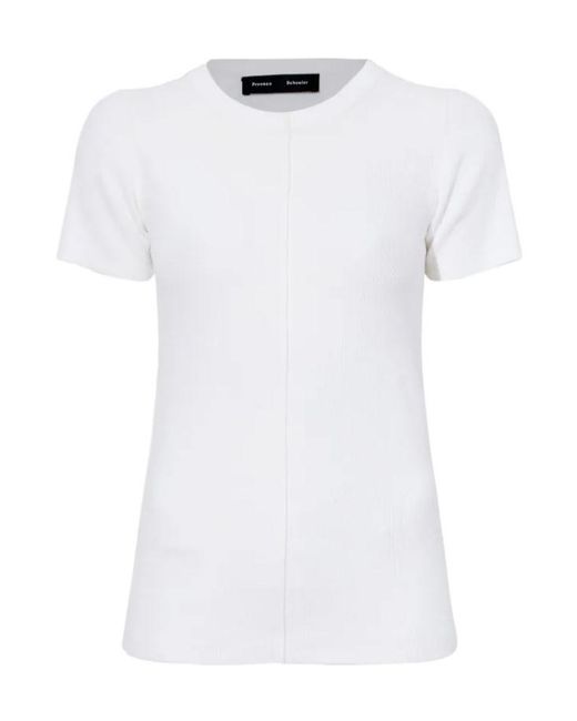 Proenza Schouler White Ribbed Crew-Neck T-Shirt
