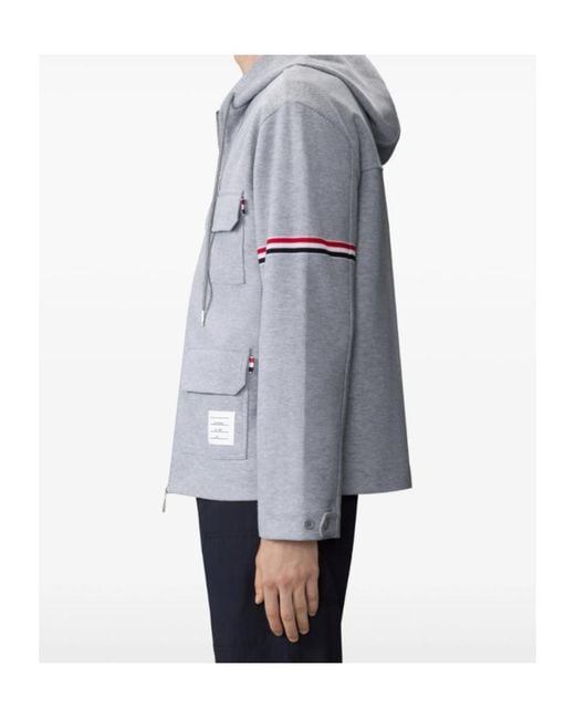 Thom Browne Gray Double Face Tech Twill Oversized Armband Parka for men
