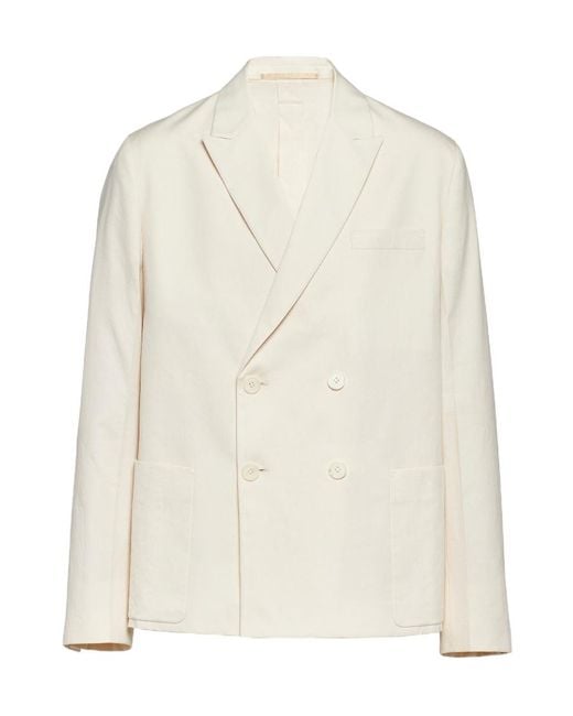 Prada White Double-Breatsed Long Sleeved Blazer for men
