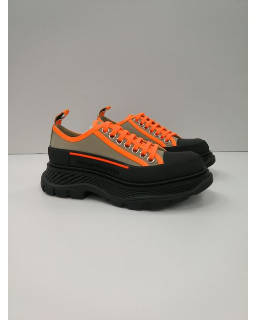 McQueen Black Tread Slick Lace Up Sneakers