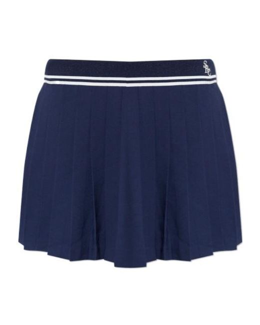 Sporty & Rich Blue Pleated Midi Skirt