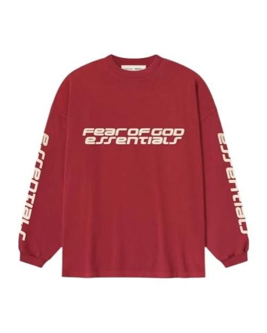 Fear Of God Red 90S Oversized Long Sleeve T-Shirt for men