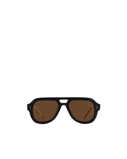 Thom Browne Metallic Eyewear Pilot Frame Sunglasses for men