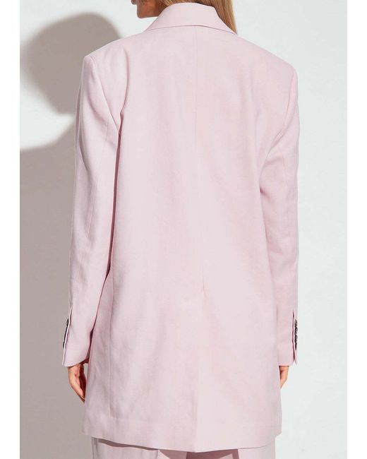 AMI Pink Double-Breasted Wool Blazer for men