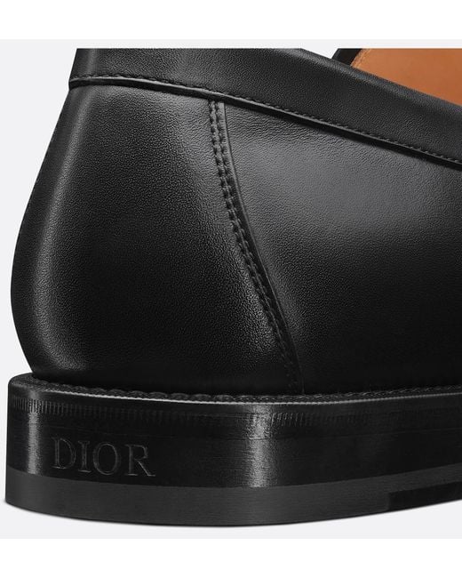 Dior Black Homme Logo Embossed Loafers for men