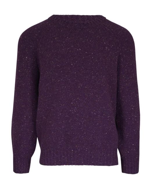 Brunello Cucinelli Purple Crewneck Knitted Jumper for men