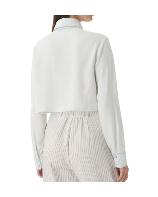 Patrizia Pepe White Buttoned Cropped Shirt