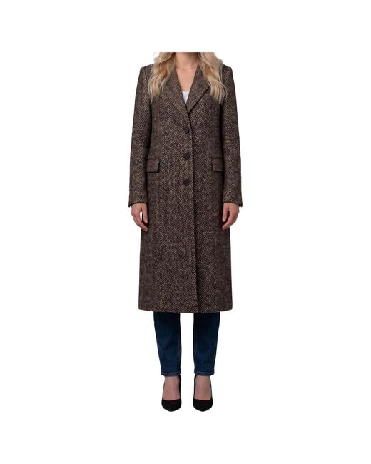 Tagliatore Brown Long-Sleeved Coat