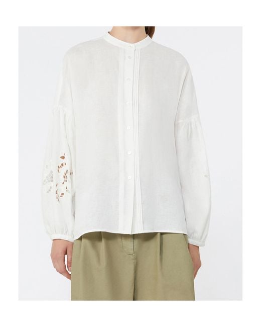 Weekend by Maxmara White Wkdestro Floral Embroidered Blouse