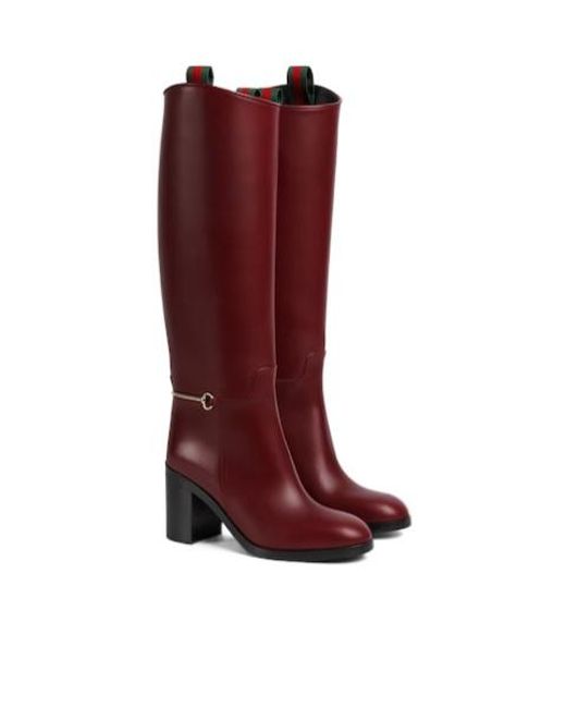 Gucci Red Slim Horsebit Boots