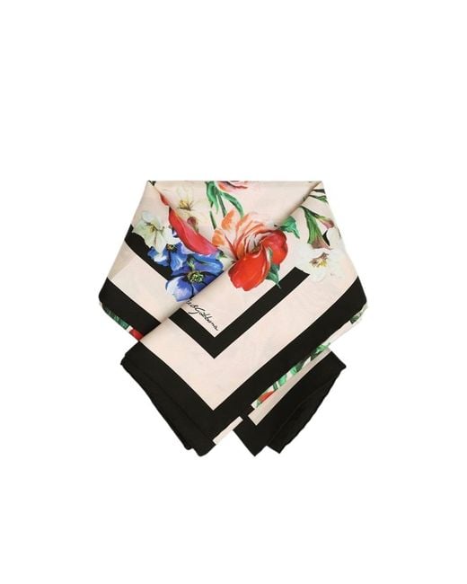 Dolce & Gabbana White Floral-Print Scarf
