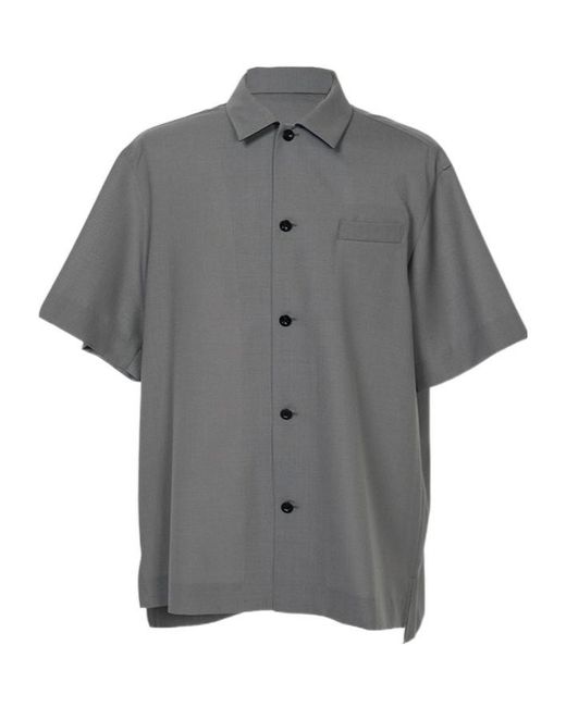 Sacai Gray Welt-Pocket Button-Fastening Shirt for men