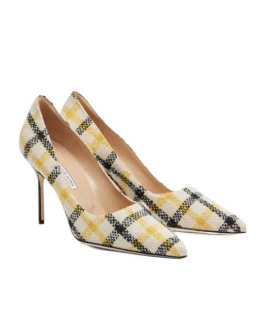 Manolo Blahnik Metallic Checked Pumps