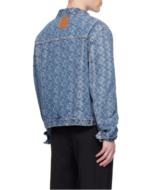 Lanvin Blue Patterned Logo-Patch Jacket for men