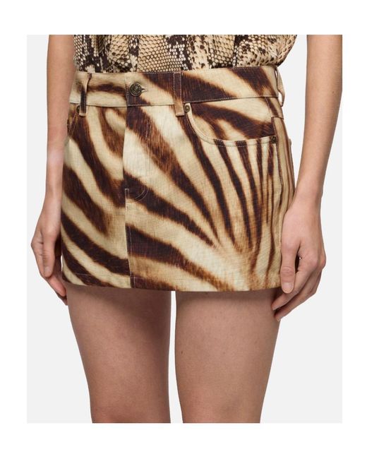 7 For All Mankind Natural Short Zebra-Print Skirt