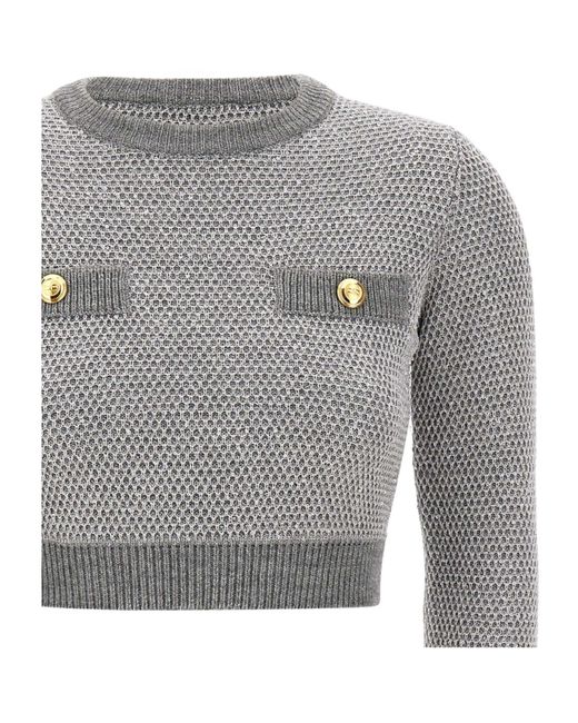 Elisabetta Franchi Gray Sequins Knit Top