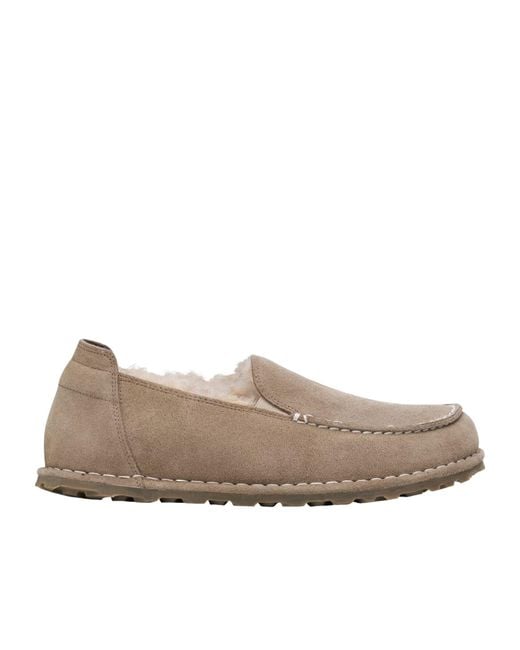 Birkenstock Gray Utti Shearling Suede Loafers