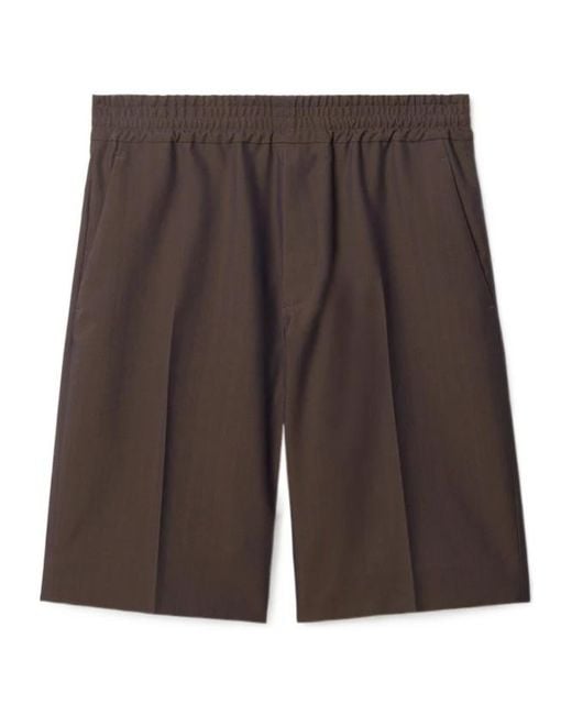 Burberry Brown Knee-Length Tailored Herringbone Shorts for men