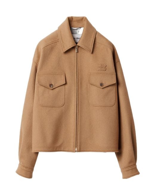 Miu Miu Brown Bonded Camel Hair Blouson Jacket