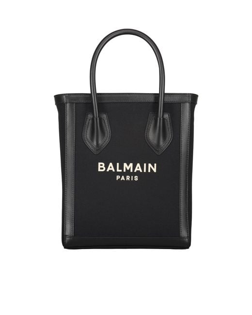 Balmain Black Logo Lettering Strapped Tote Bag