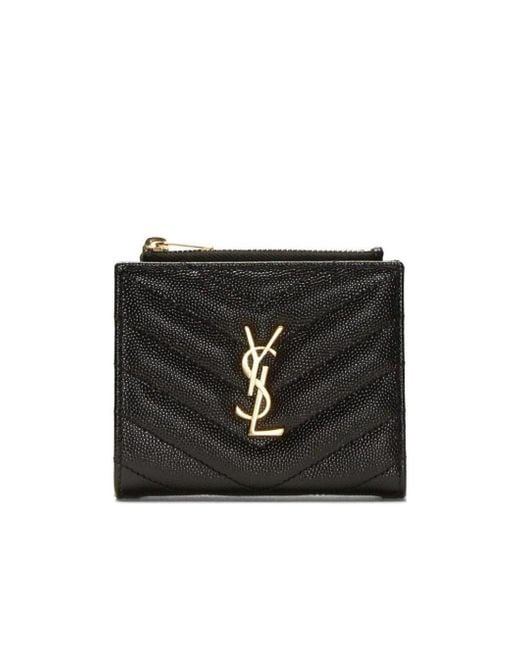 Saint Laurent Black Monogram Zipped Bi-Fold Wallet