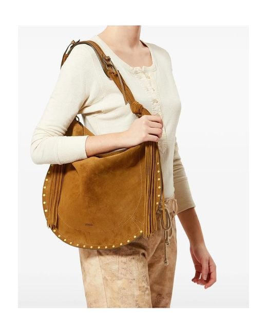 Isabel Marant Brown Oskan Fringed Soft Hobo Bag