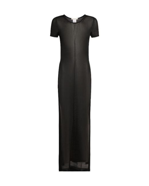 Lemaire Black Shiny Viscose Column Dress W/ Slits