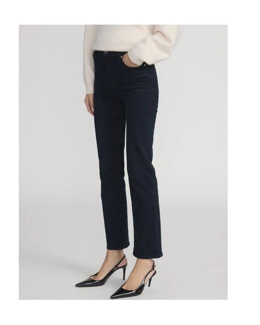 FRAME Blue High-Waisted Straight-Leg Jeans