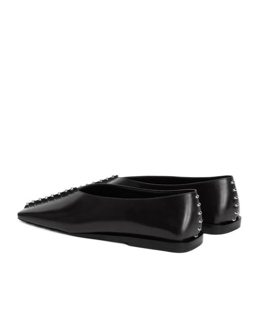Jil Sander Black Studded Slip-On Flats