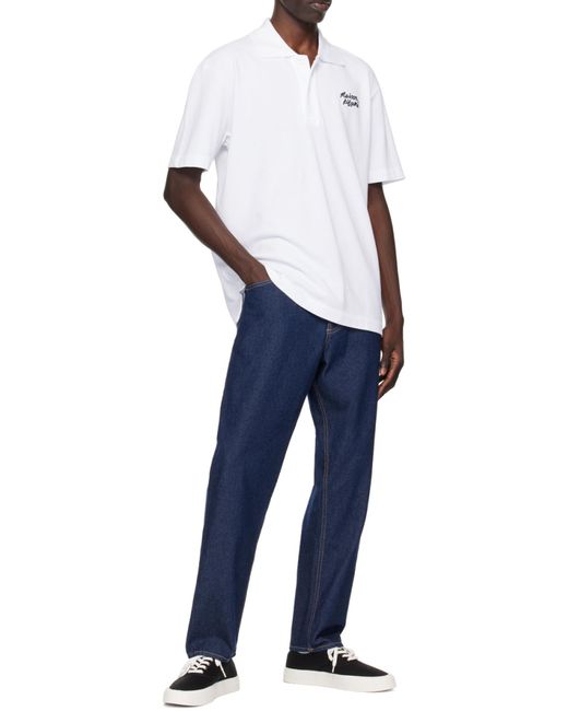 Maison Kitsuné White Maison Kitsuné Handwriting Comfort Polo Shirt for men