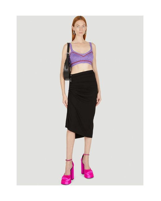 Rabanne Purple Metallic Knit Cropped Top