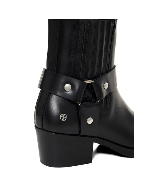 Anine Bing Black Mid Biker Boots