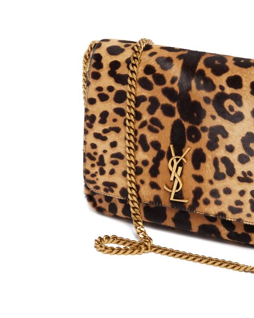 Saint Laurent White Leopard Patterned Logo Plaque Shoulder Bag