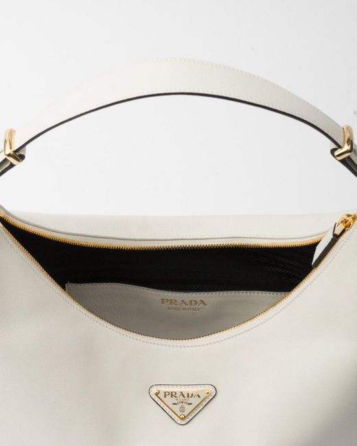 Prada Gray Arqué Zip-Up Large Shoulder Bag