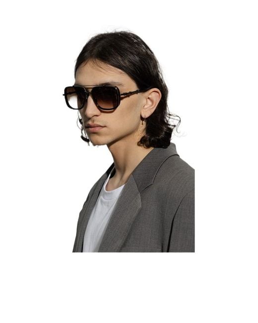 Balmain White Eyewear Pilot Frame Officier Sunglasses for men