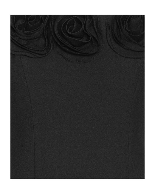 ROTATE BIRGER CHRISTENSEN Black Floral Trim Midi Dress