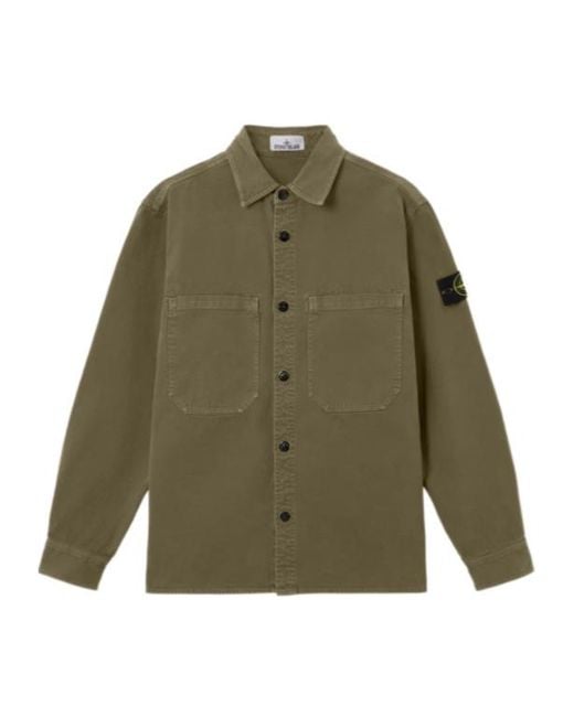 Stone Island Green Comfort-Fit Overshirt With Chest Pockets for men