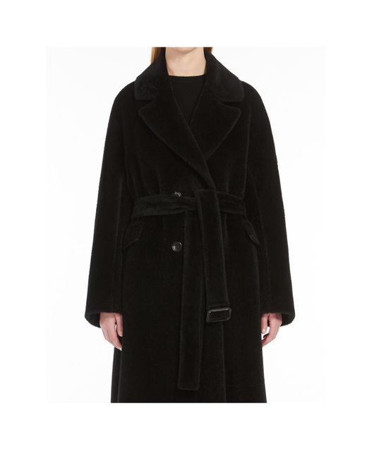 Max Mara Black 'S Double-Breasted Belted Coat