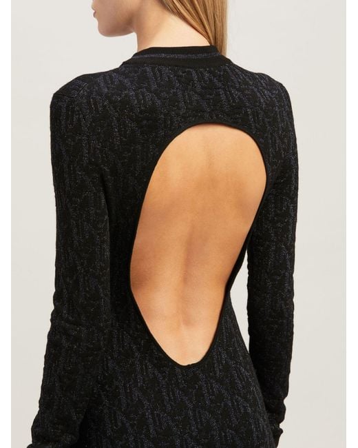 Palm Angels Black Monogram-Jacquard Dress