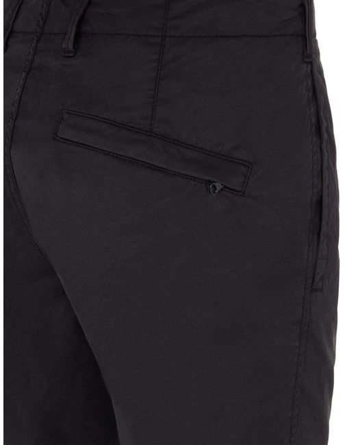Stone Island Black Compass-Patch Cargo Trousers for men