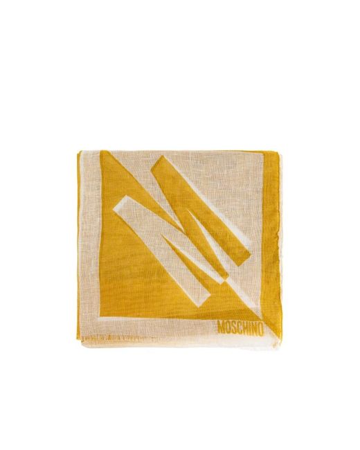 Moschino Yellow Logo Printed Scarf for men
