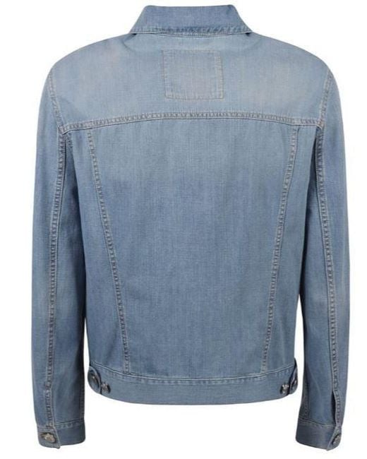 Brunello Cucinelli Blue Long Sleeved Buttoned Denim Jacket for men