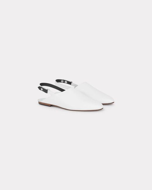 KENZO White Slingback Flat Shoes