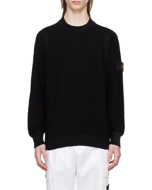 Stone Island Black Logo Patch Knitted Jumper for men
