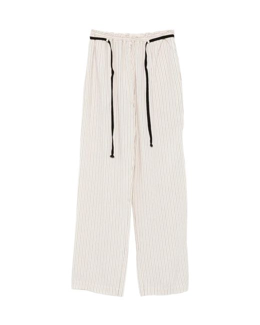 Barena White Striped Drawstring Trousers