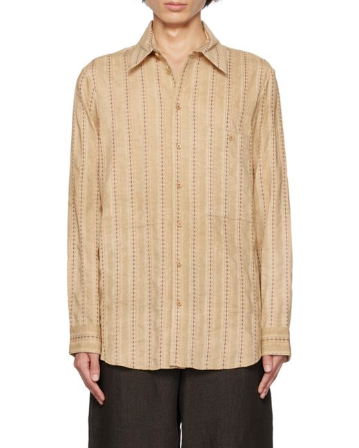 Uma Wang White Tab Striped Cotton Shirt for men