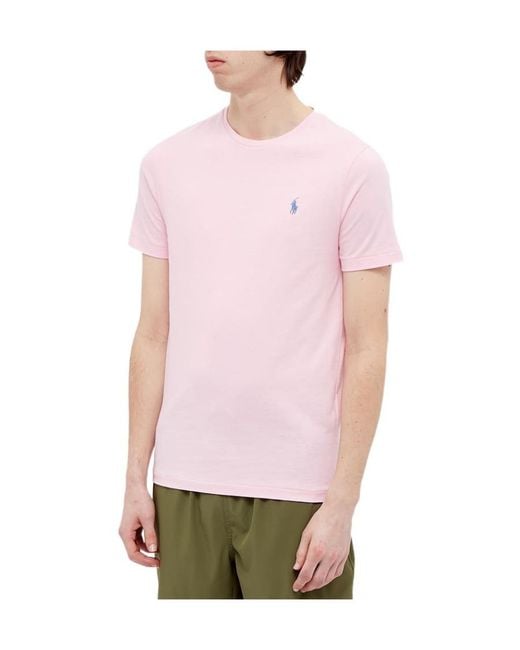 Polo Ralph Lauren Pink Logo Embroidered Crewneck T-Shirt for men