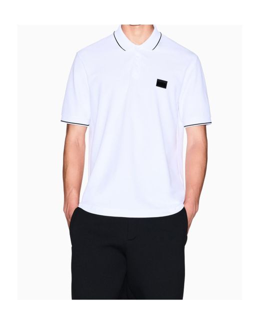 ARMANI EXCHANGE White Short Sleeve Polo Shirt for men