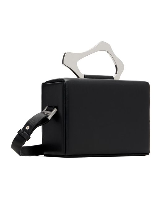 HELIOT EMIL Black Solely Box Handle Shoulder Bag for men