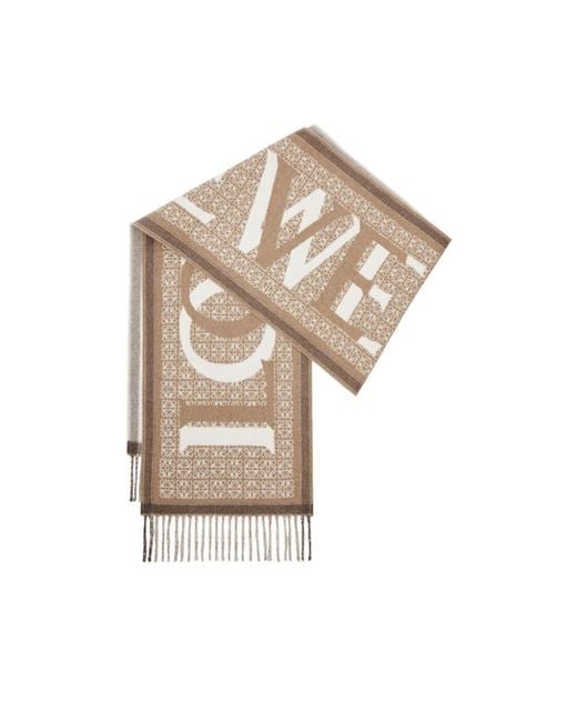 Loewe White Love Jacquard Fringed Scarf
